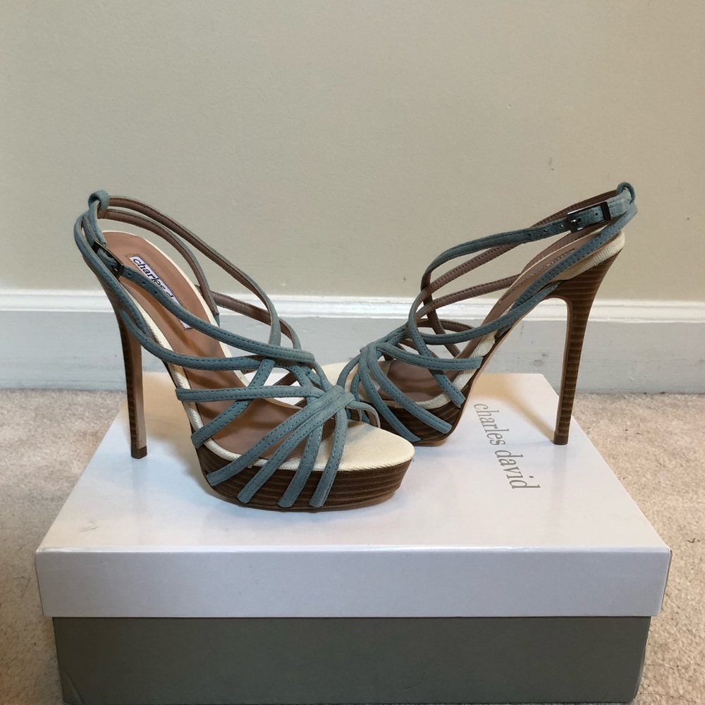 Charles David Blue Strappy Heels